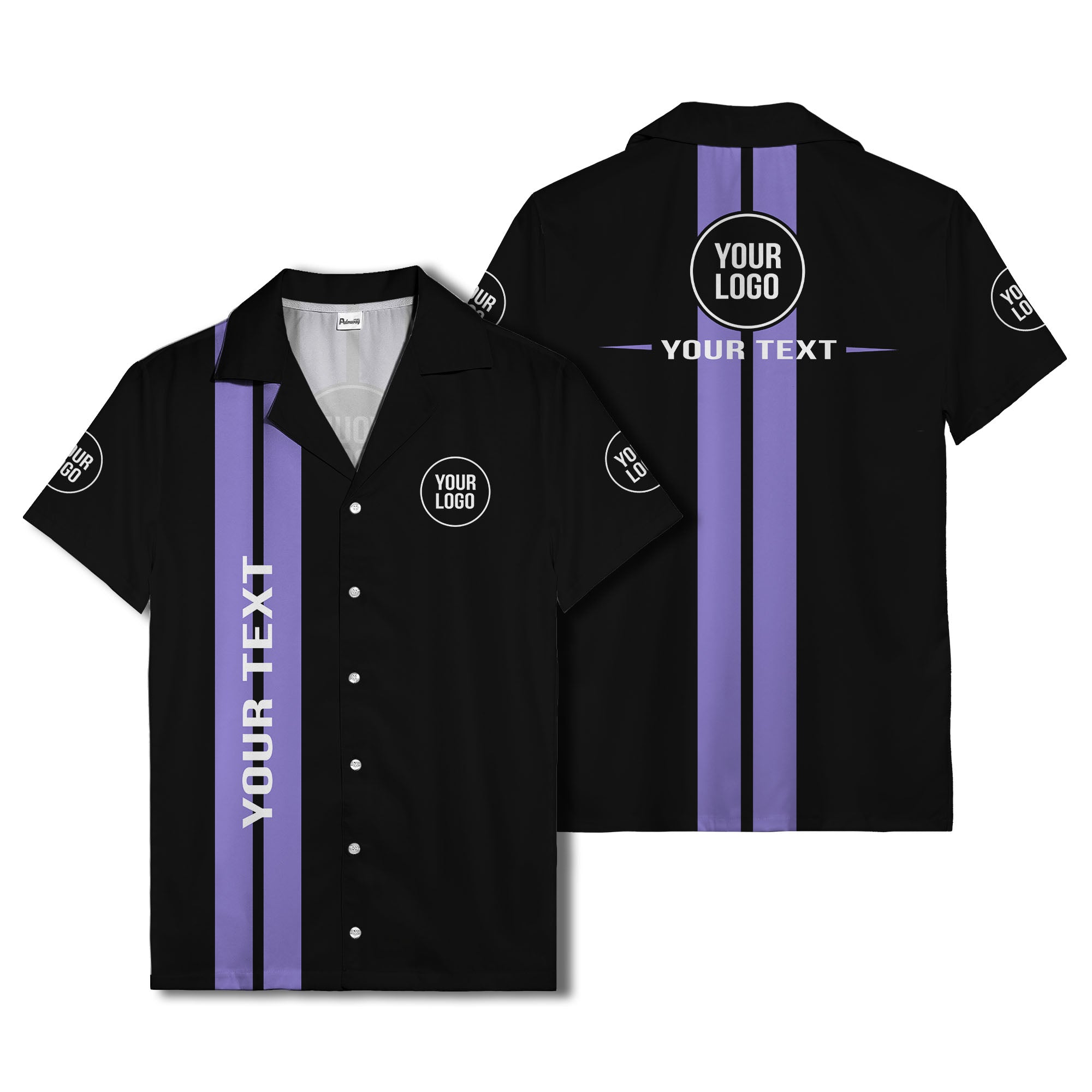 bold vertical stripe custom logo hawaiian shirt for men