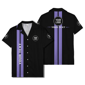 bold vertical stripe custom logo hawaiian shirt for men