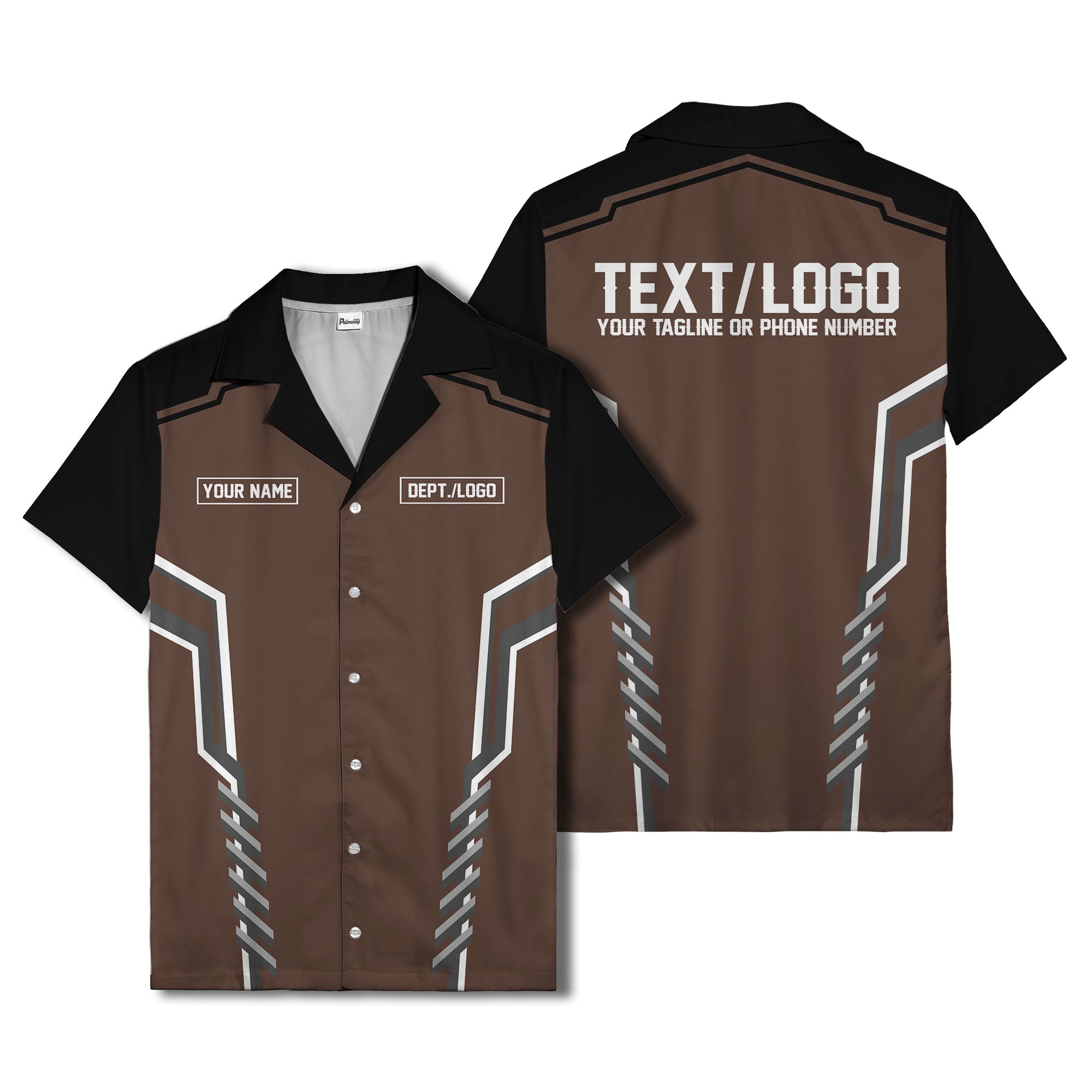 bowling team stripe name box hawaiian shirt for men
