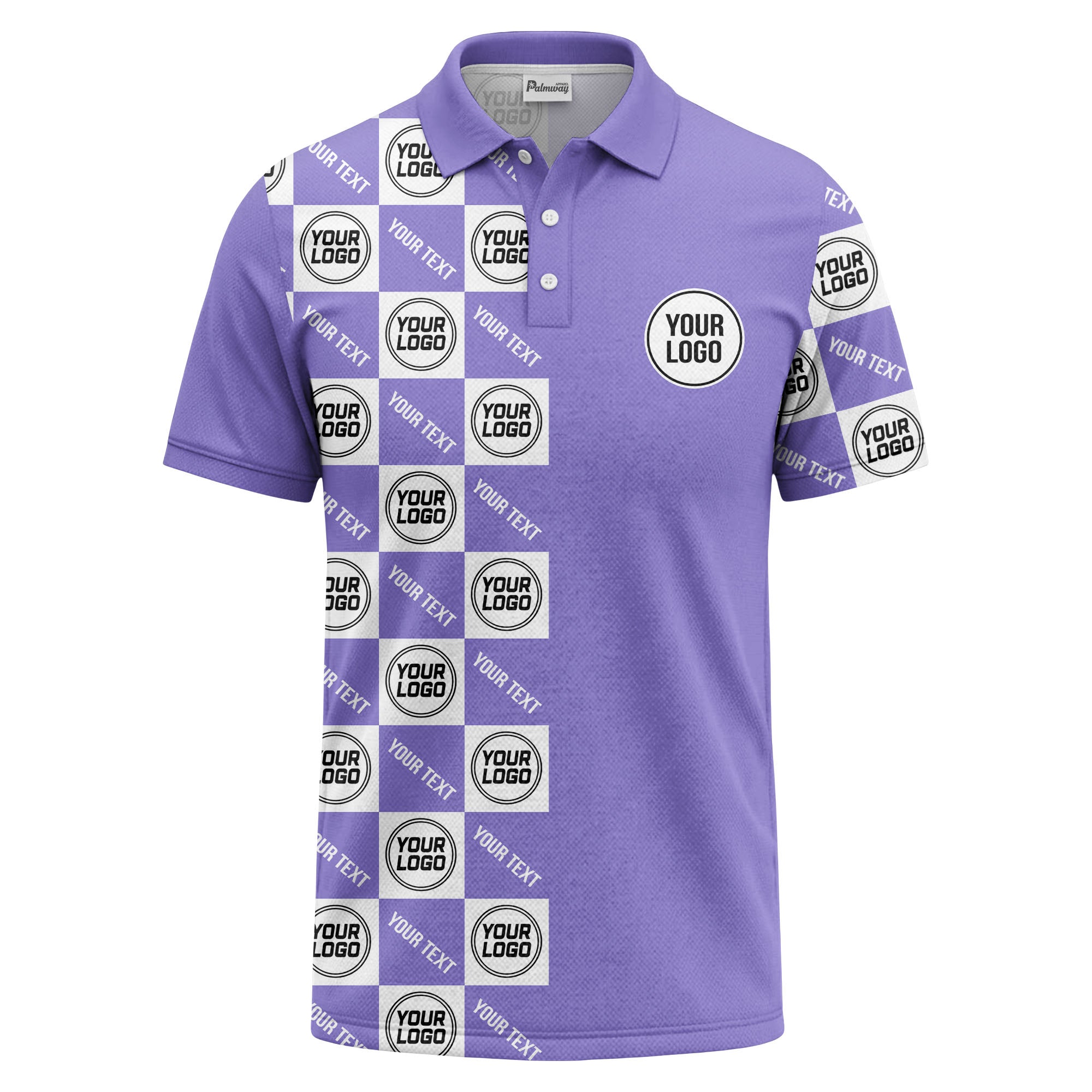 checkerboard repeat logo text black white customizable polo shirt