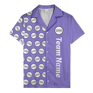circle logo columns & team name text graphic black white hawaiian shirt