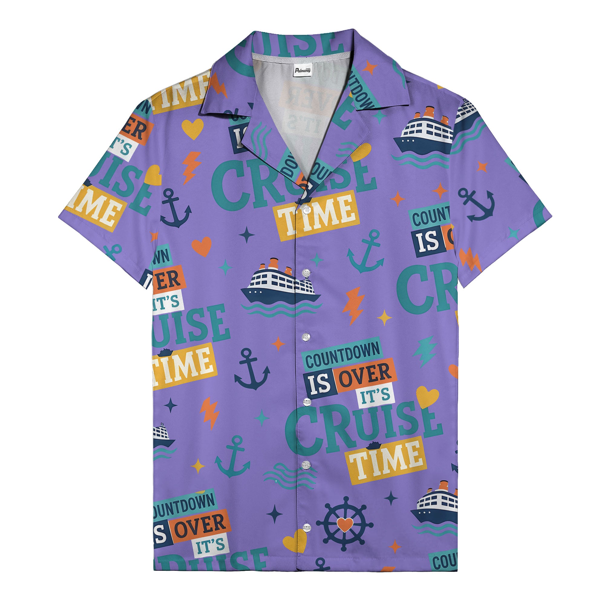 cruise ships & anchors cartoon fun hawaiian shirt for vacation