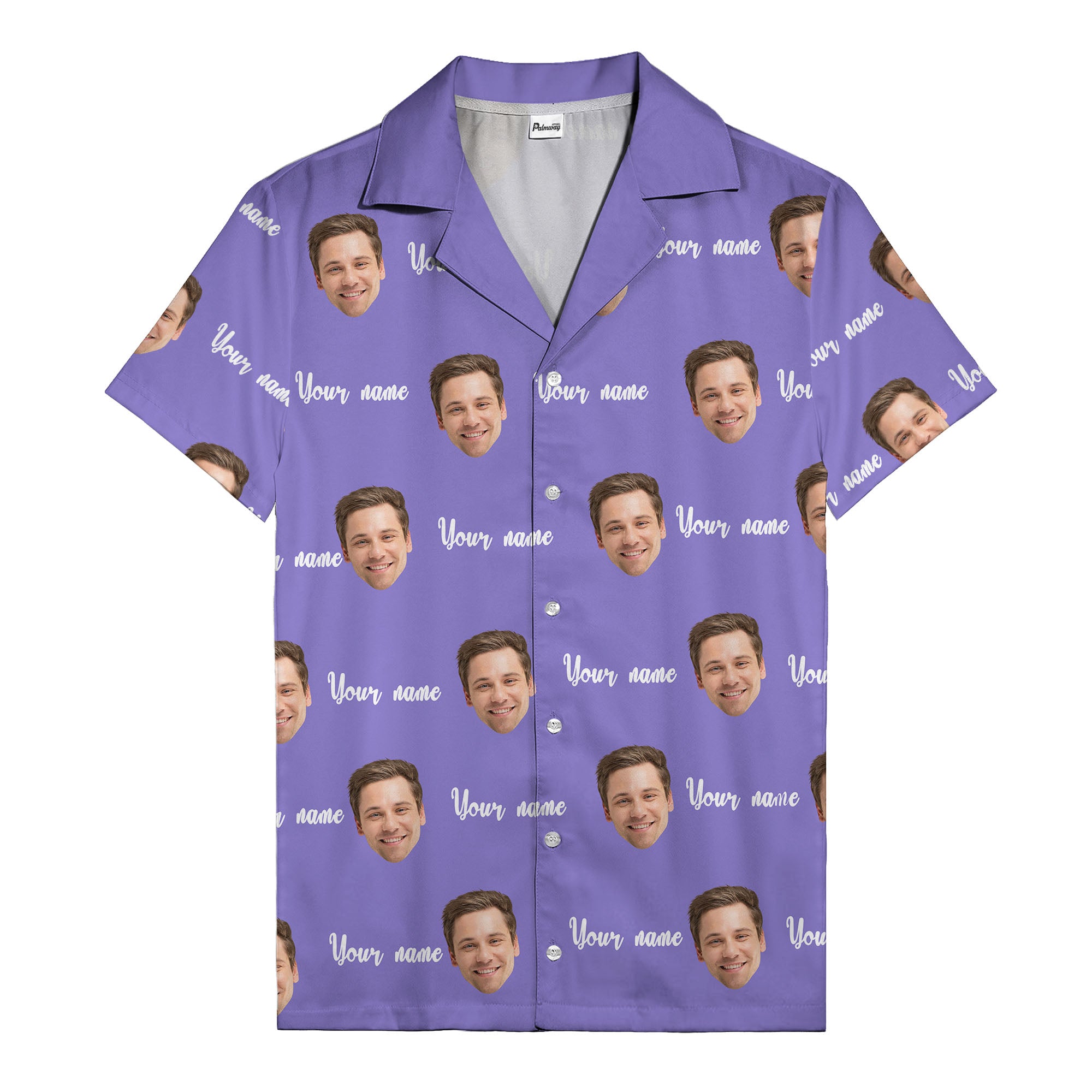 custom face portrait & personalized text repeat hawaiian shirt