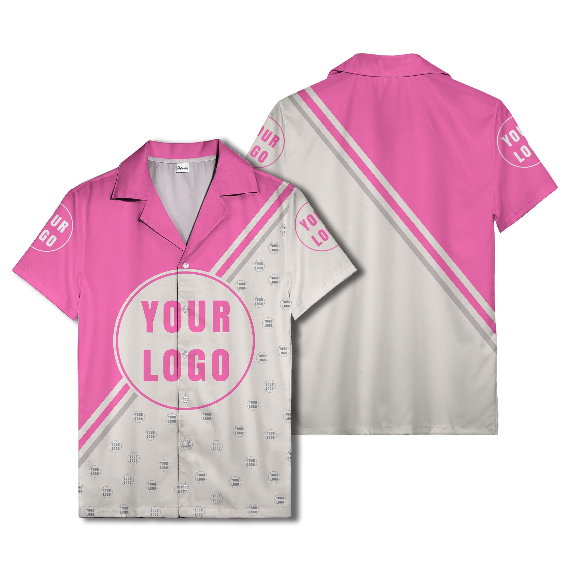 custom logo circles & diagonal stripes minimalist hawaiian shirt for men