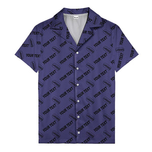 custom logo & editable text repeat pattern black hawaiian shirt