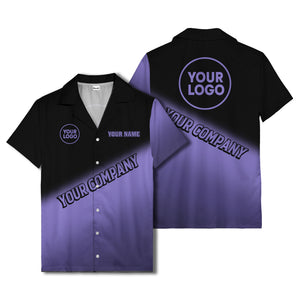 custom logo gradient black white corporate hawaiian shirt