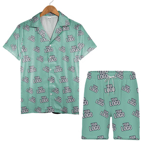 Custom Logo Hawaiian Shirt - Personalized Branded Repeating Text Pattern Design