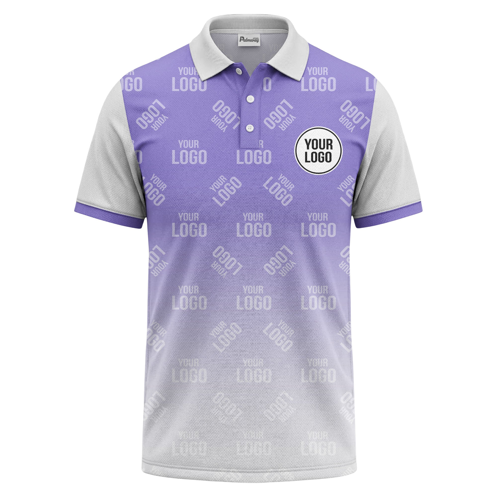 custom logo repeat gradient polo shirt for men in black & white