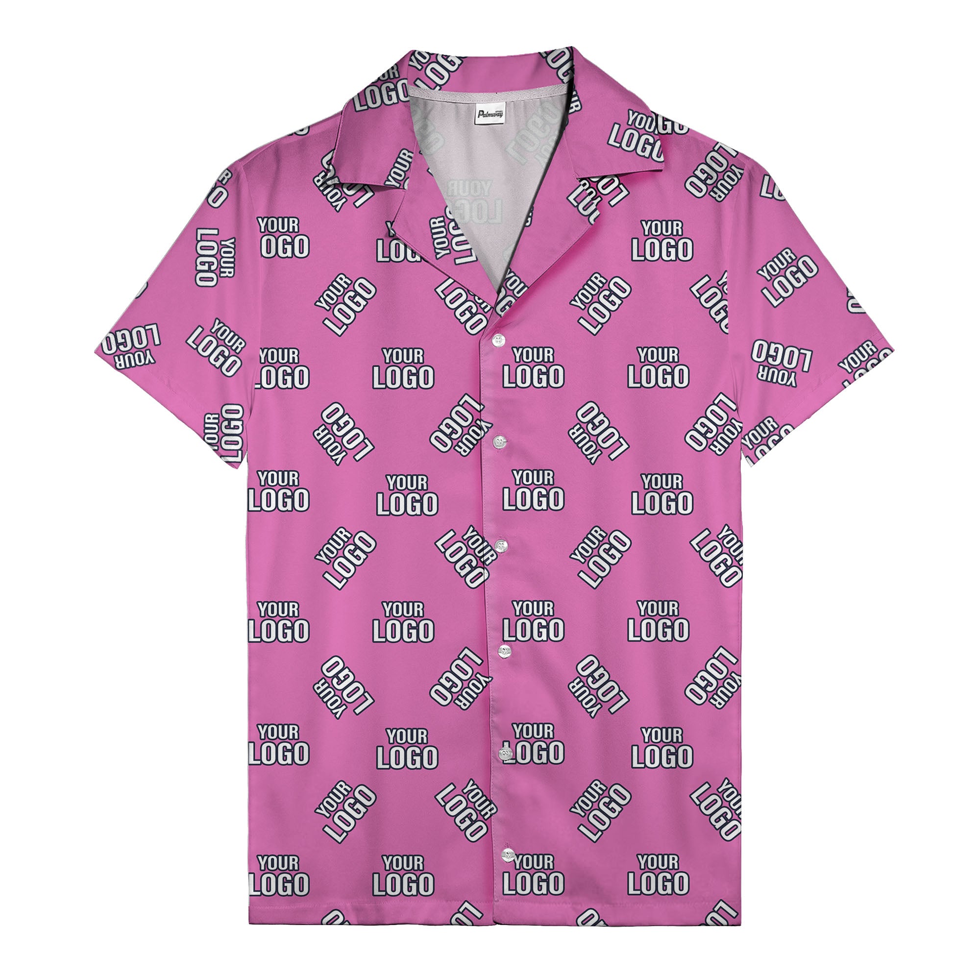 custom logo repeat navy white illustrated hawaiian shirt for personalized style