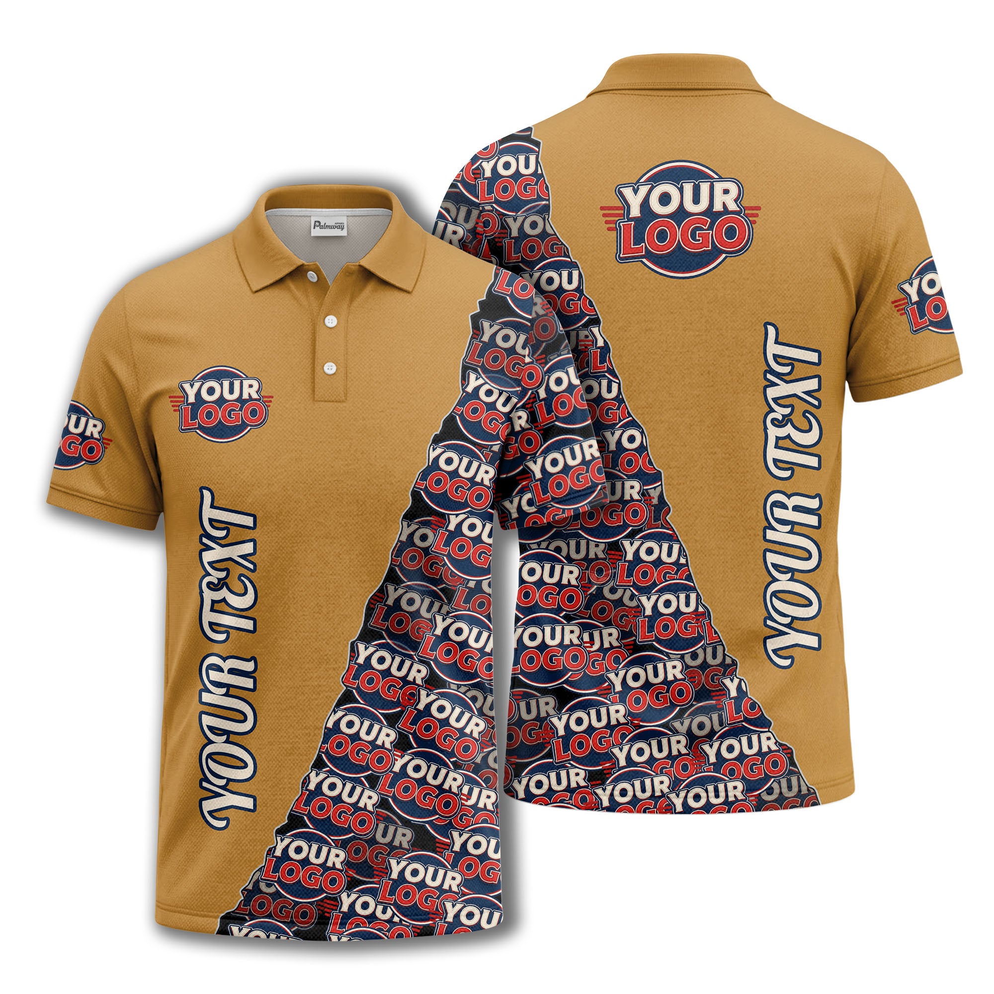 custom logo repeat vertical text pattern personalized polo shirt