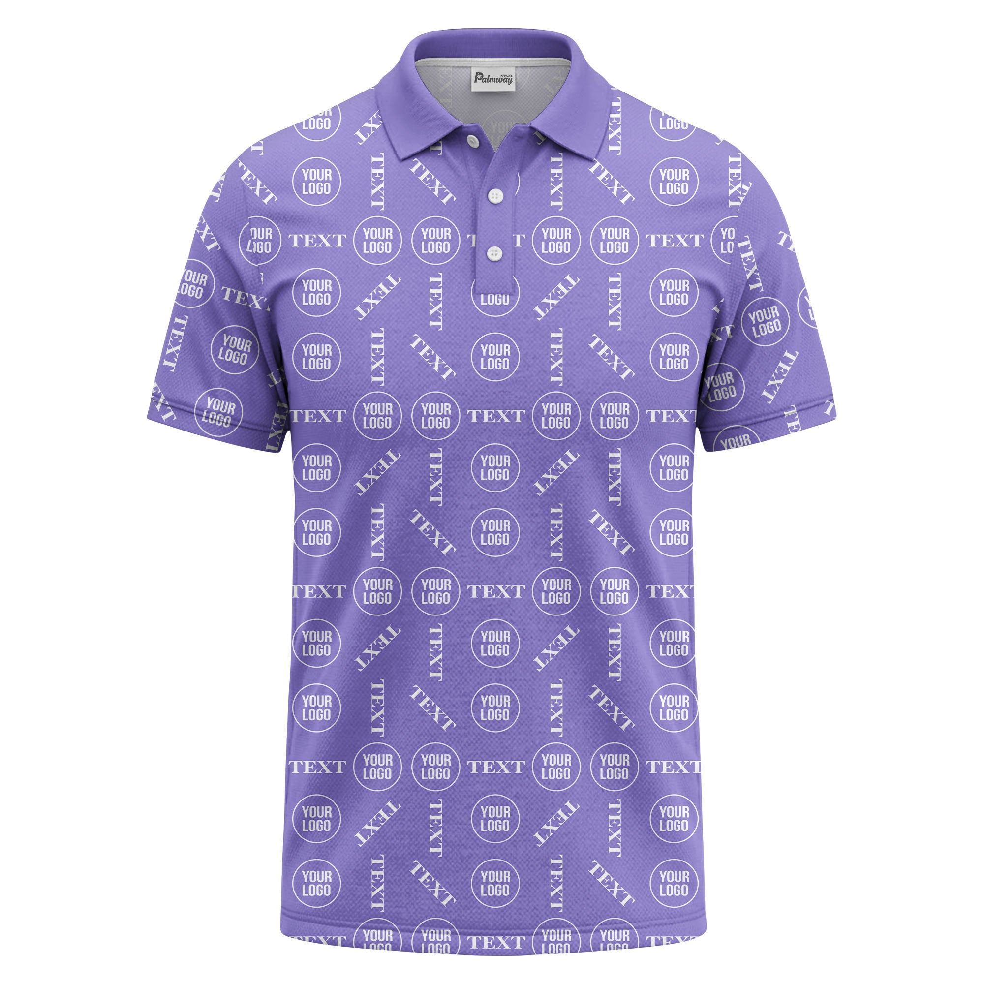 custom logo & text repeat all over print polo shirt