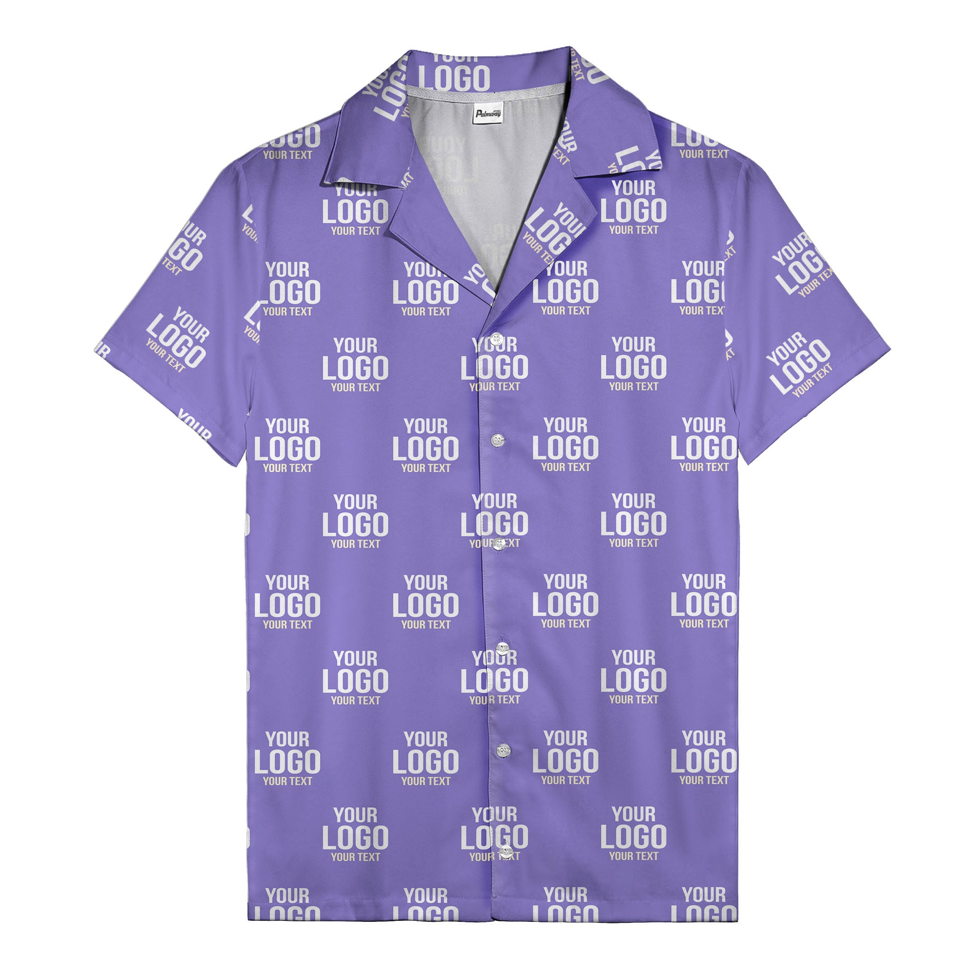 custom logo text repeat pattern black hawaiian shirt for men