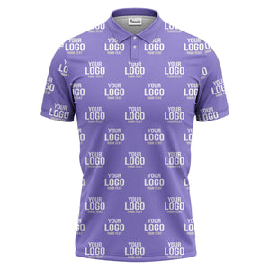custom logo & text repeat pattern black white gold polo shirt