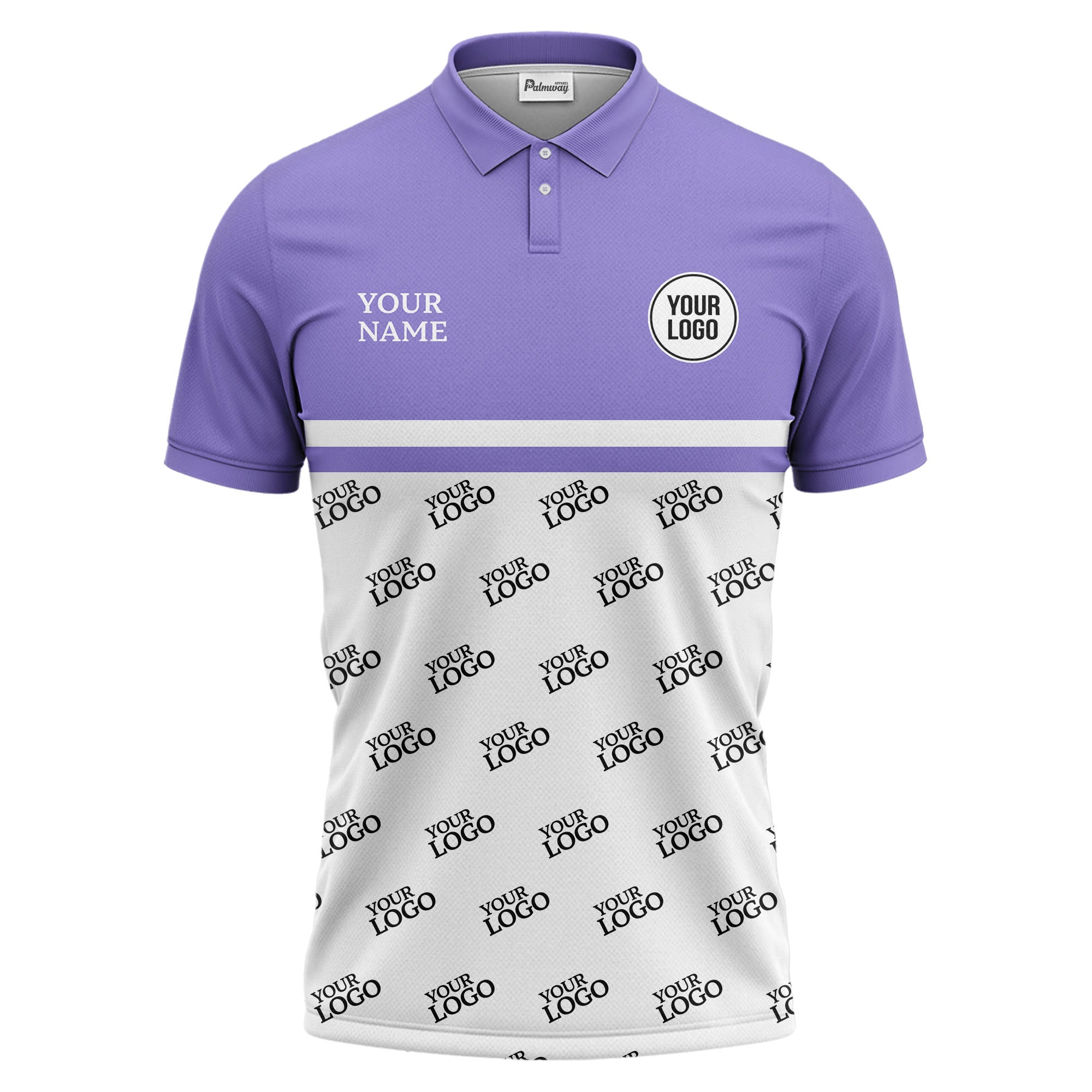 custom logos repeat monochrome black white corporate polo shirt