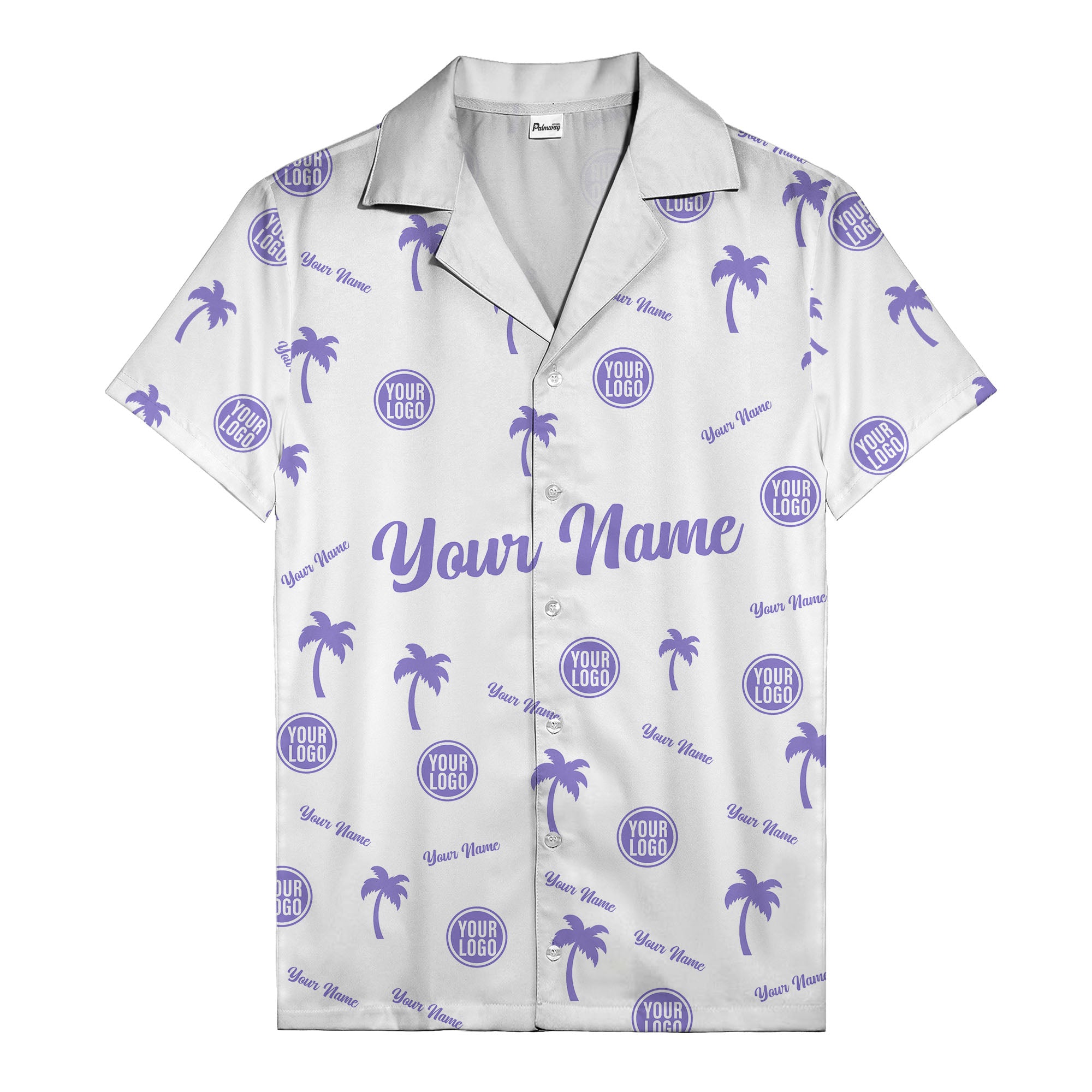 custom palm tree silhouette & name logo black white hawaiian shirt