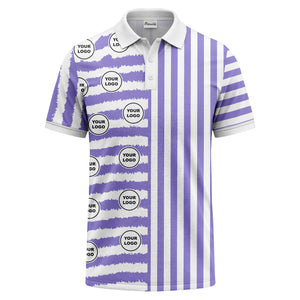 customizable black & white stripes with logo circles polo shirt