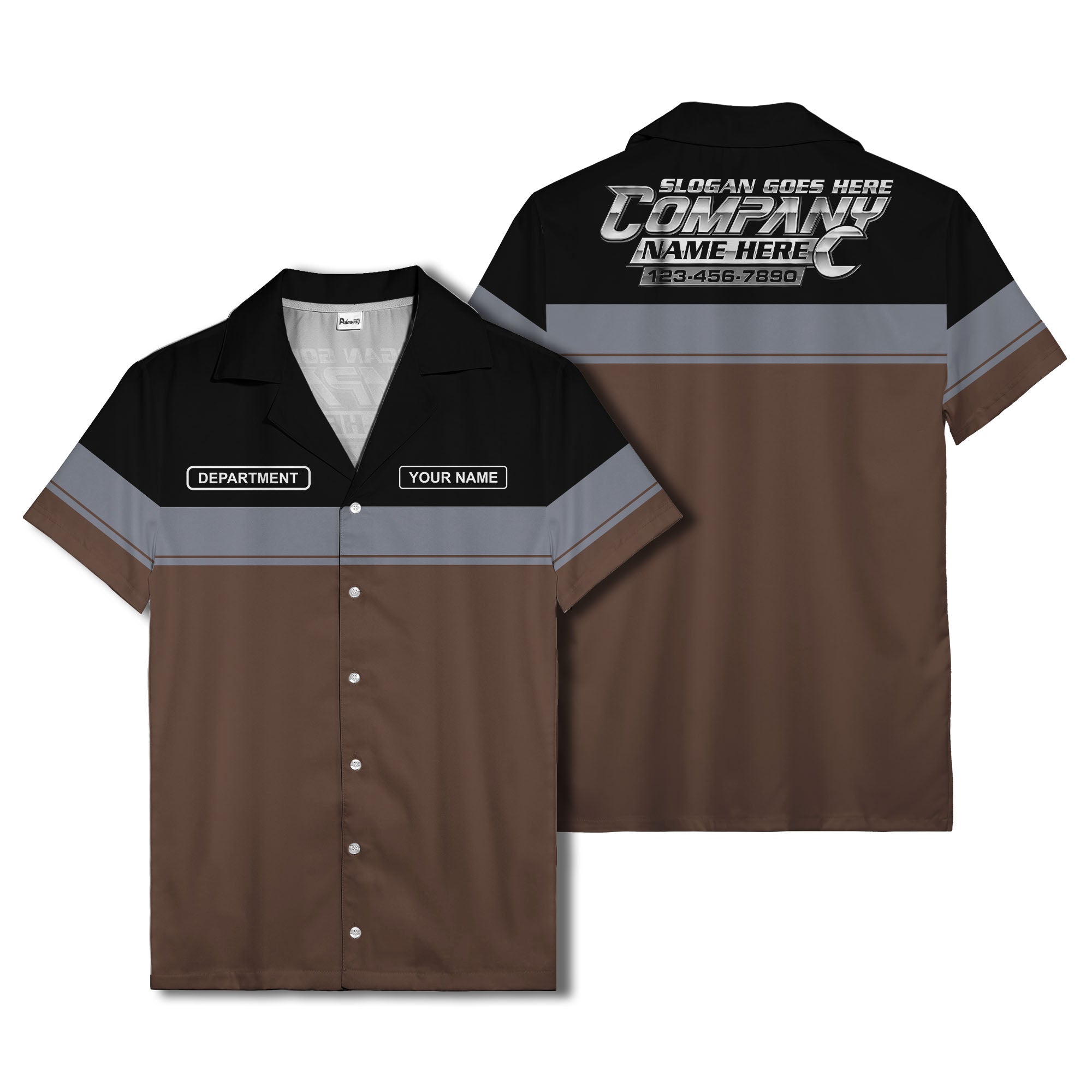 customizable department name gray stripe minimalist hawaiian shirt