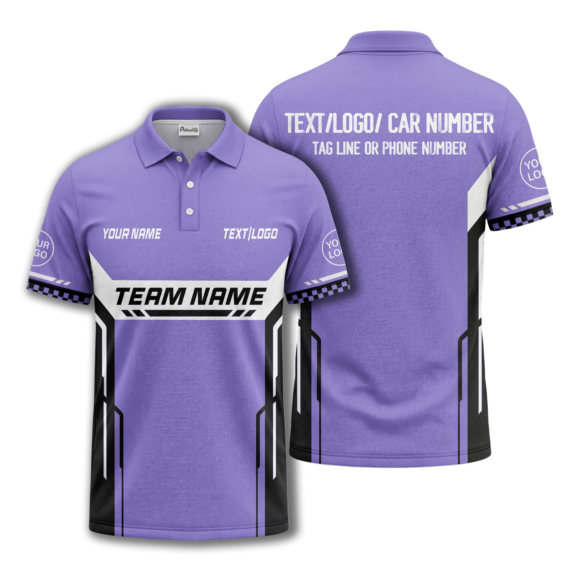 customizable team name geometric stripes polo shirt for men