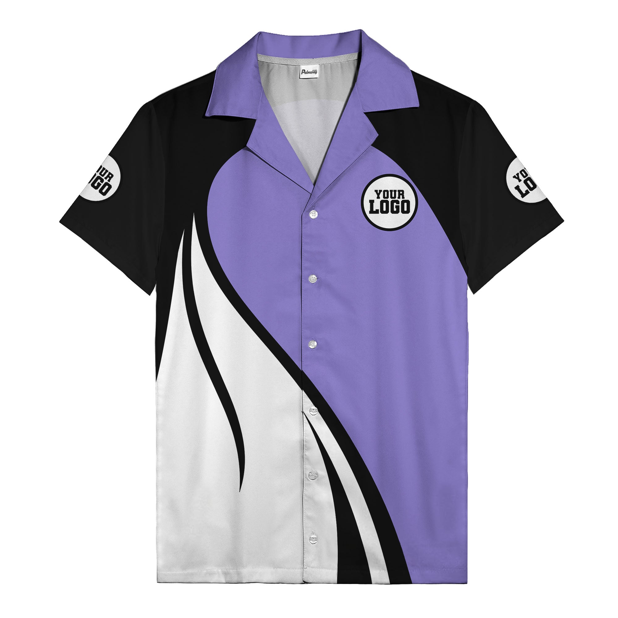 diagonal stripe custom logo retro bowling hawaiian shirt