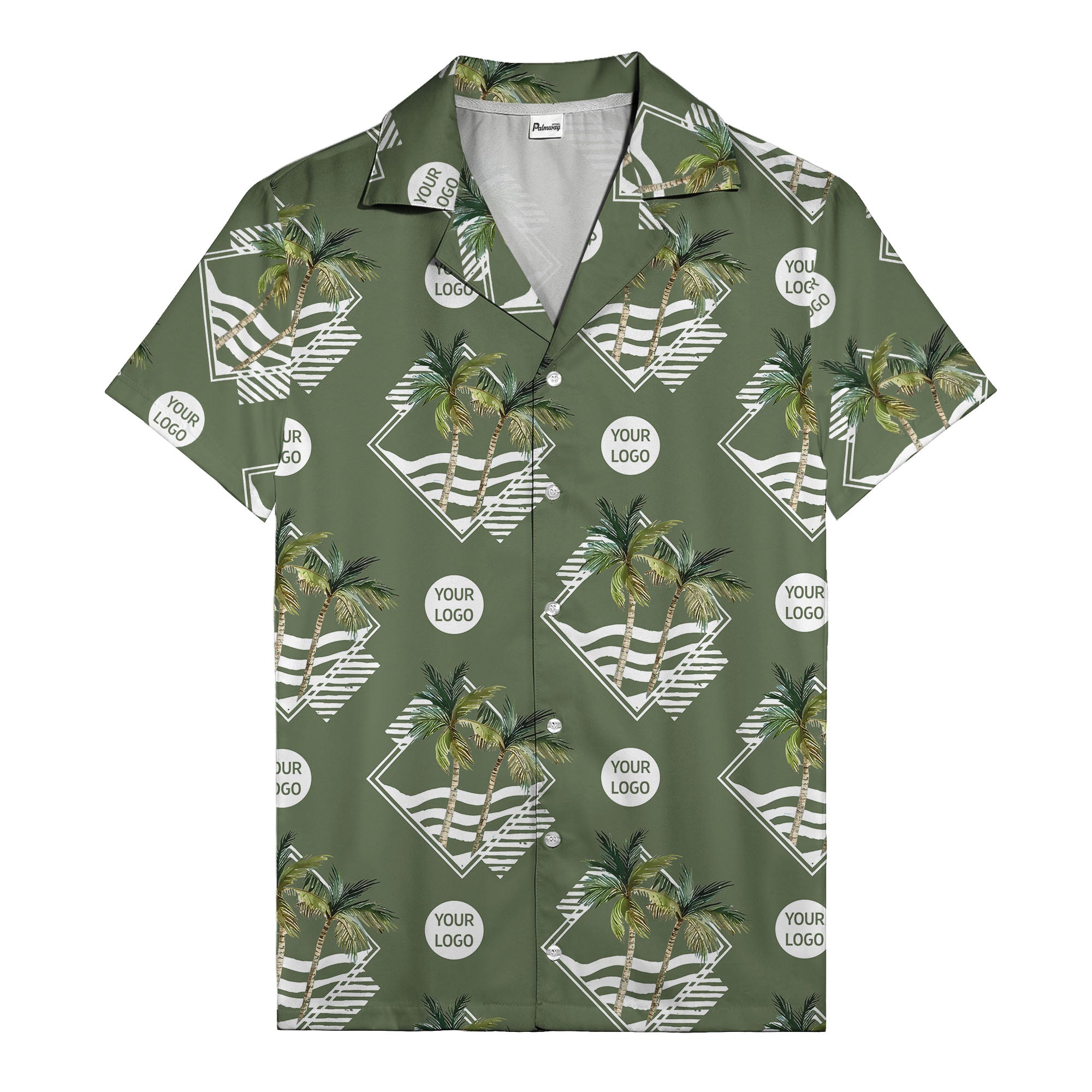 diamond waves & palm trees graphic hawaiian shirt for men