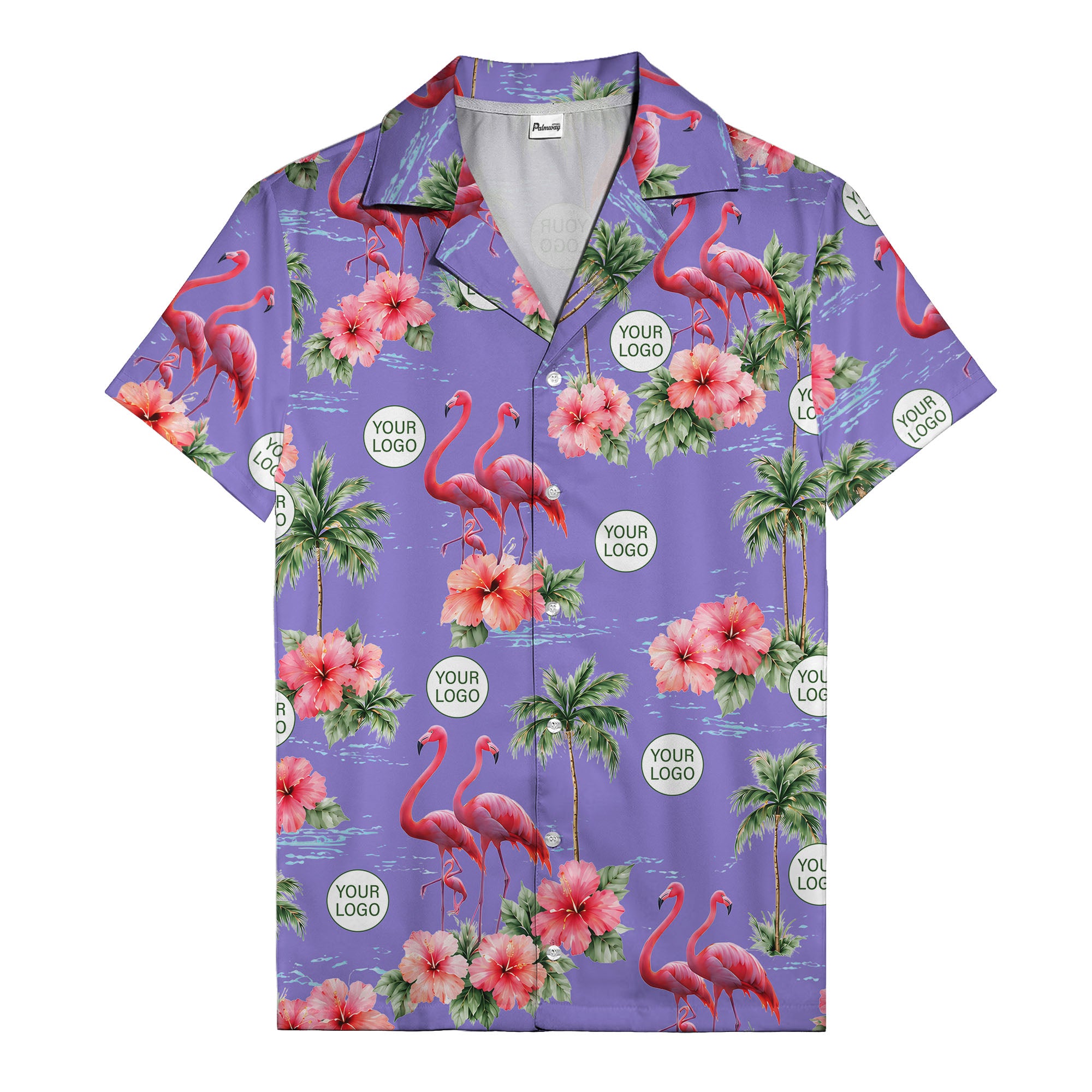 flamingo silhouettes palm trees hibiscus hawaiian shirt for men