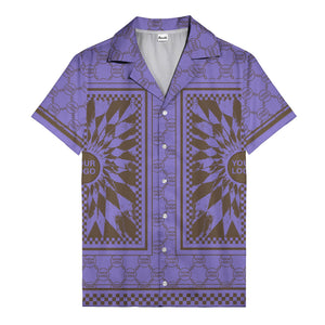 geometric palm leaves checkerboard border hawaiian shirt for men