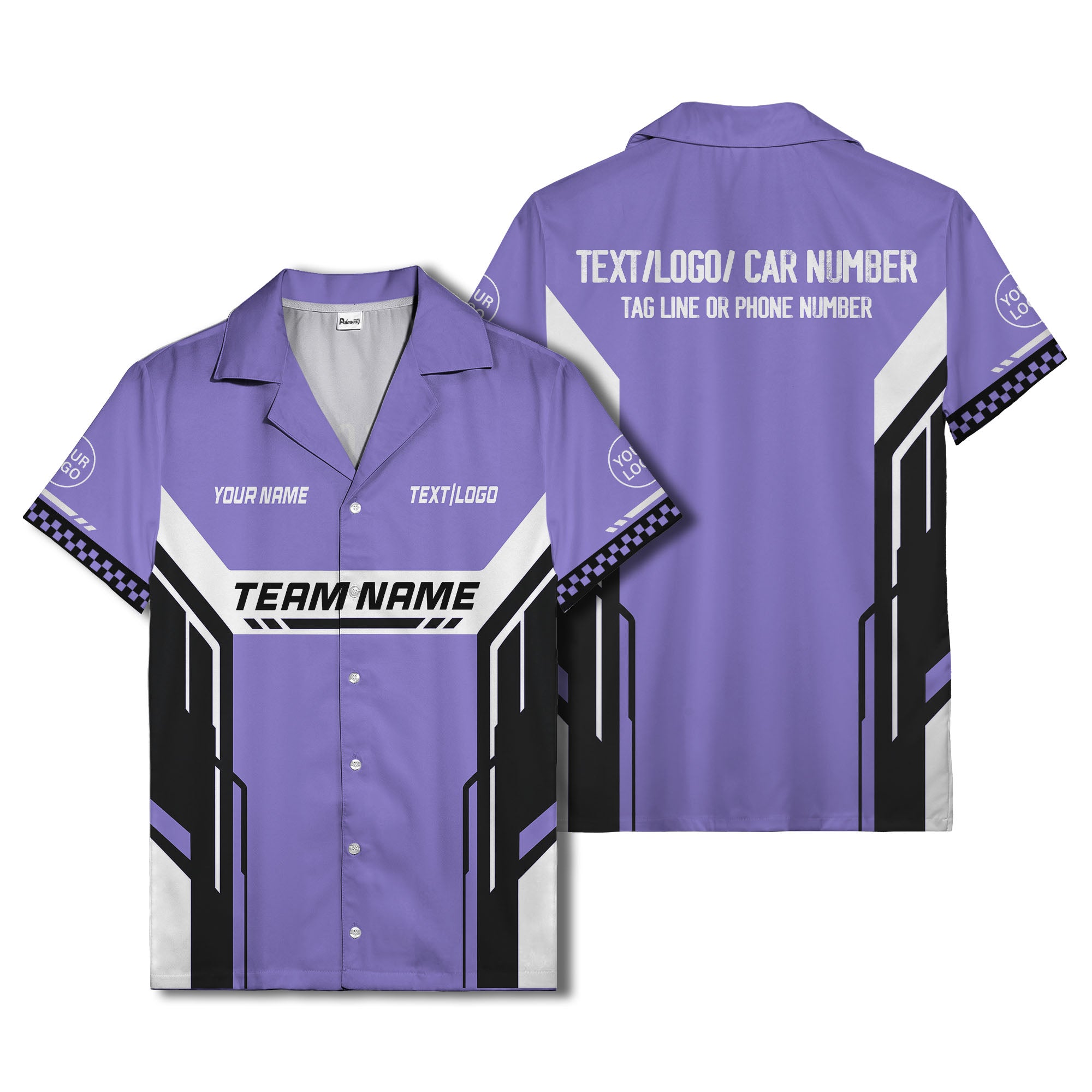 geometric stripes & custom text aloha hawaiian shirt for men