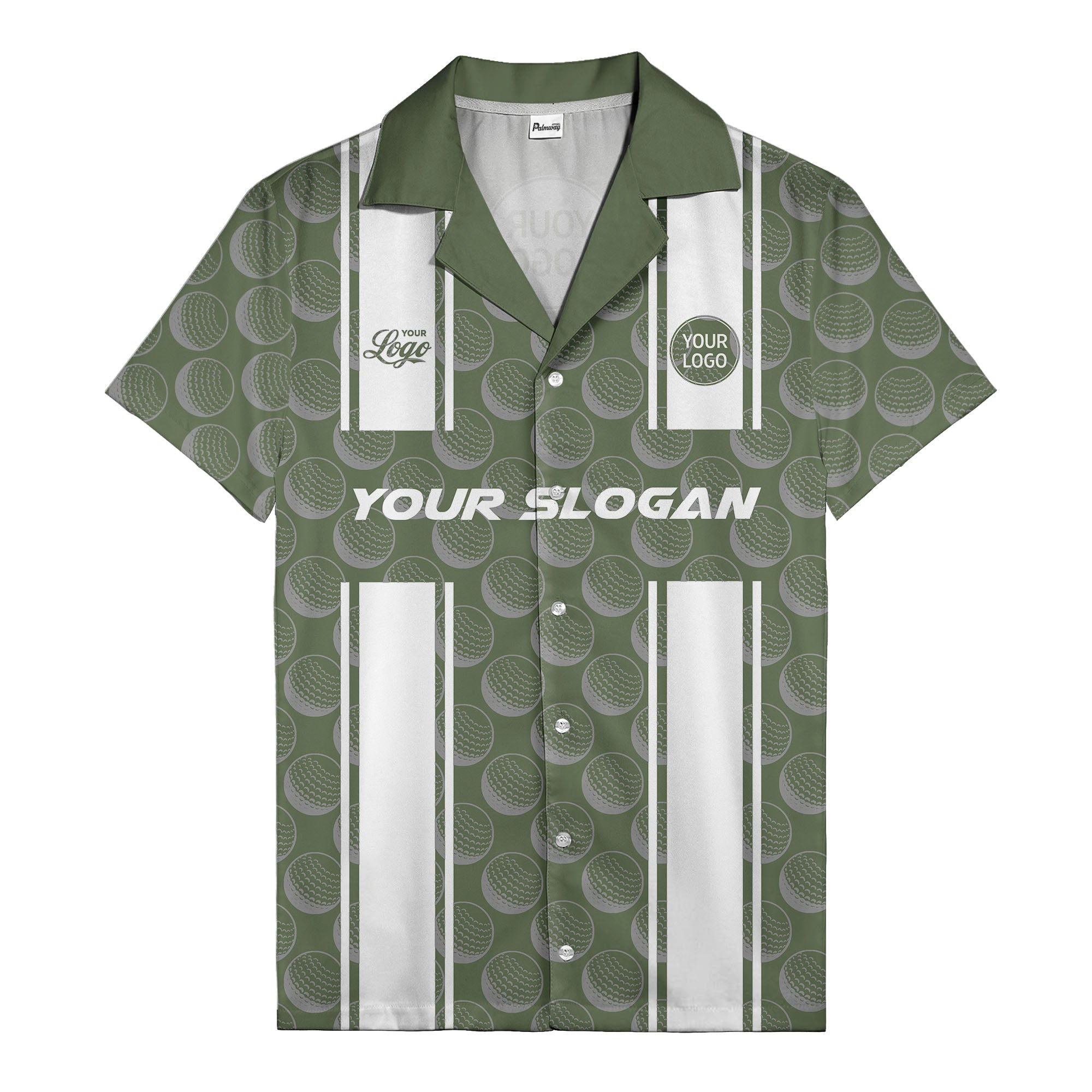 golf ball & white stripe repeat hawaiian shirt for golfers