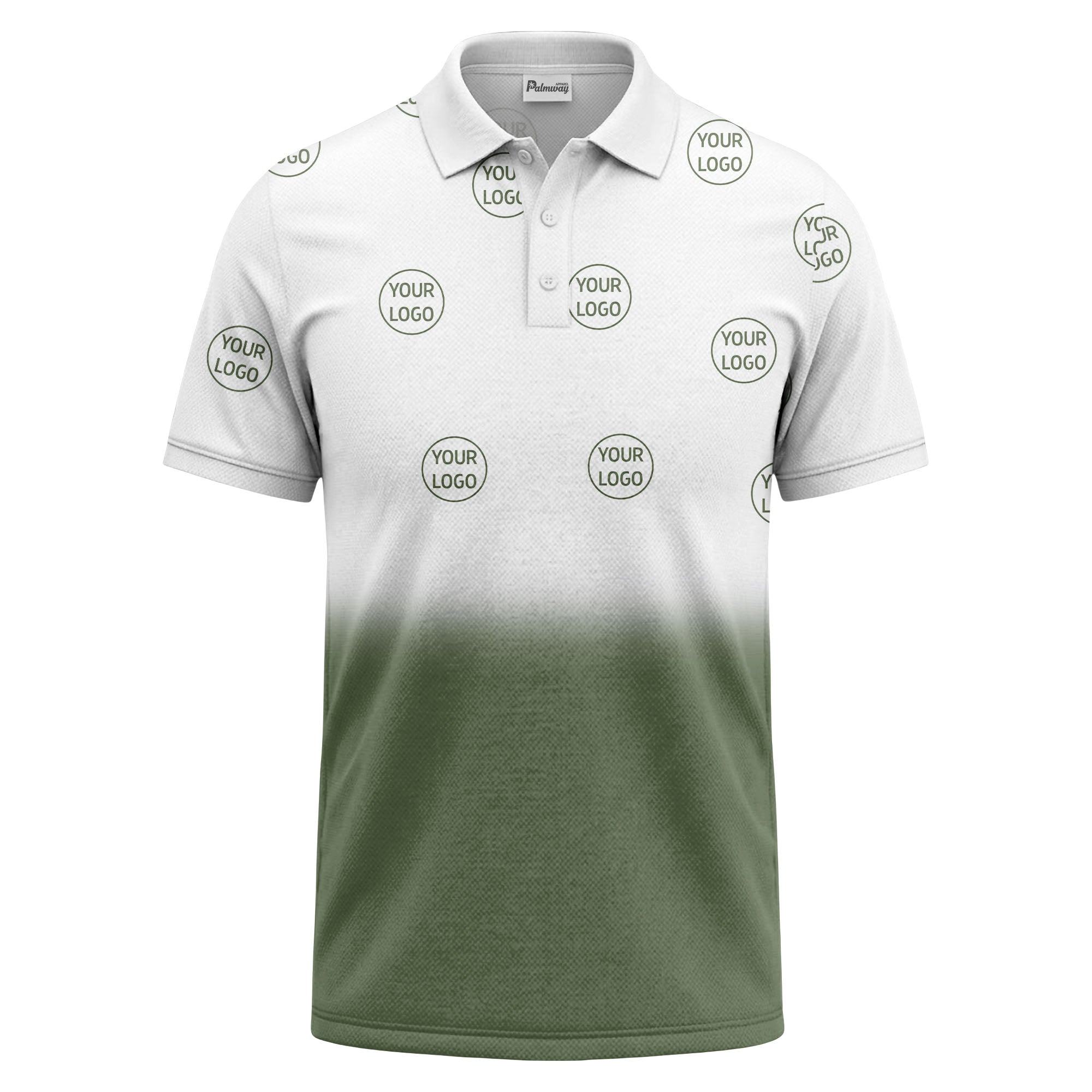 gradient black white custom logo repeat polo shirt