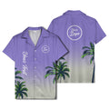 gradient palm tree silhouettes custom text hawaiian shirt for men