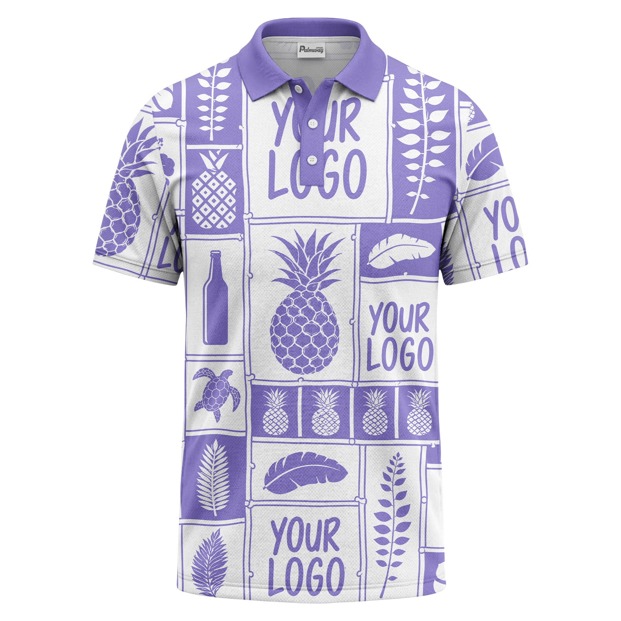 graphic pineapple & palm leaf repeat polo shirt for men
