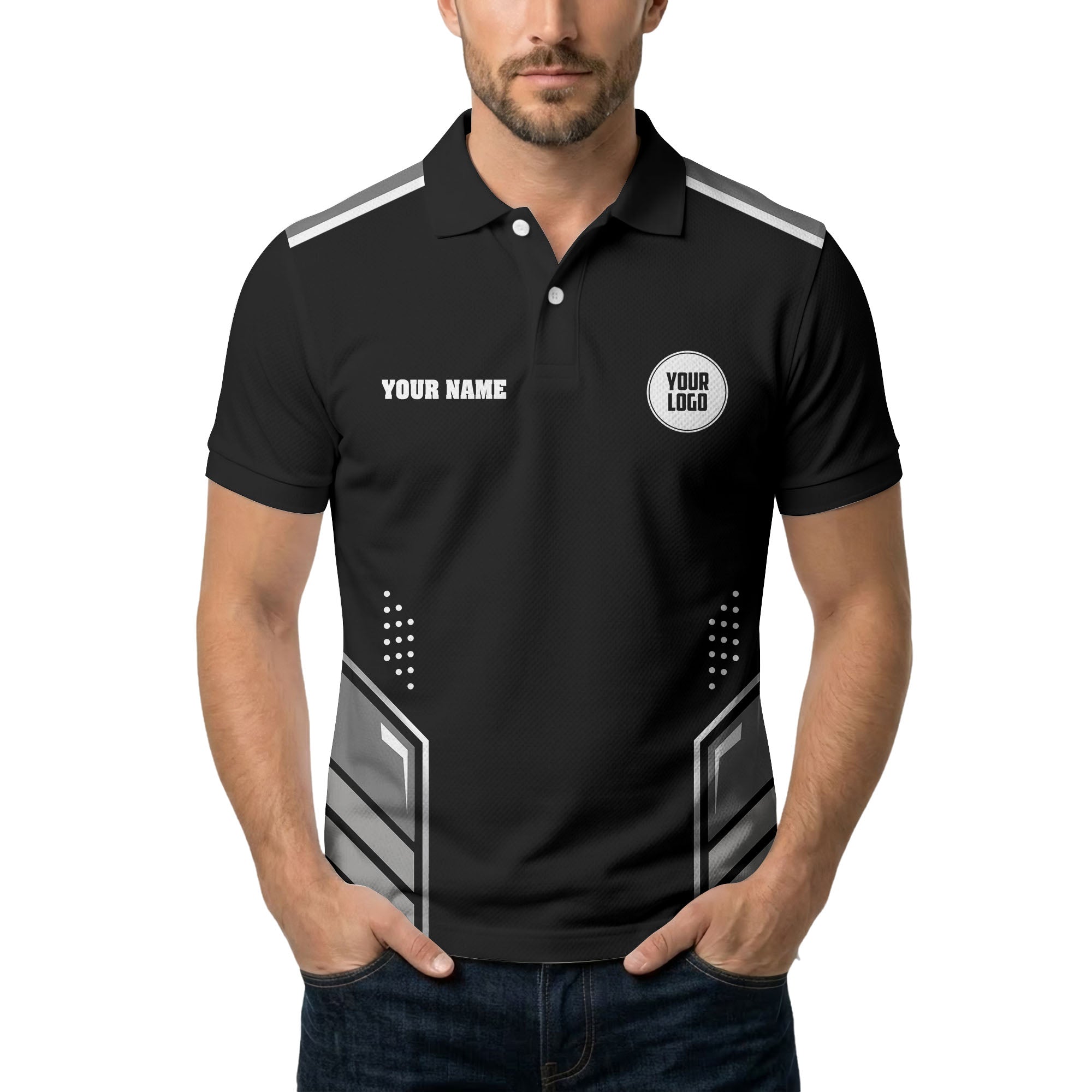 hexagon dots geometric athletic polo shirt for modern sport style