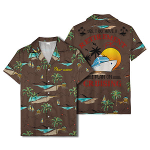 island paradise palm trees & sailboats sunset hawaiian shirt