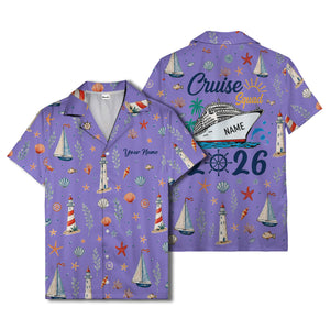 lighthouses sailboats seashells watercolor nautical hawaiian shirt for men
