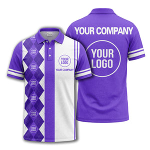 monochrome argyle diamond & custom logo polo shirt