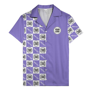 monochrome checkerboard custom logo repeat hawaiian shirt for men