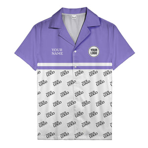 monochrome custom logo repeat hawaiian shirt for men