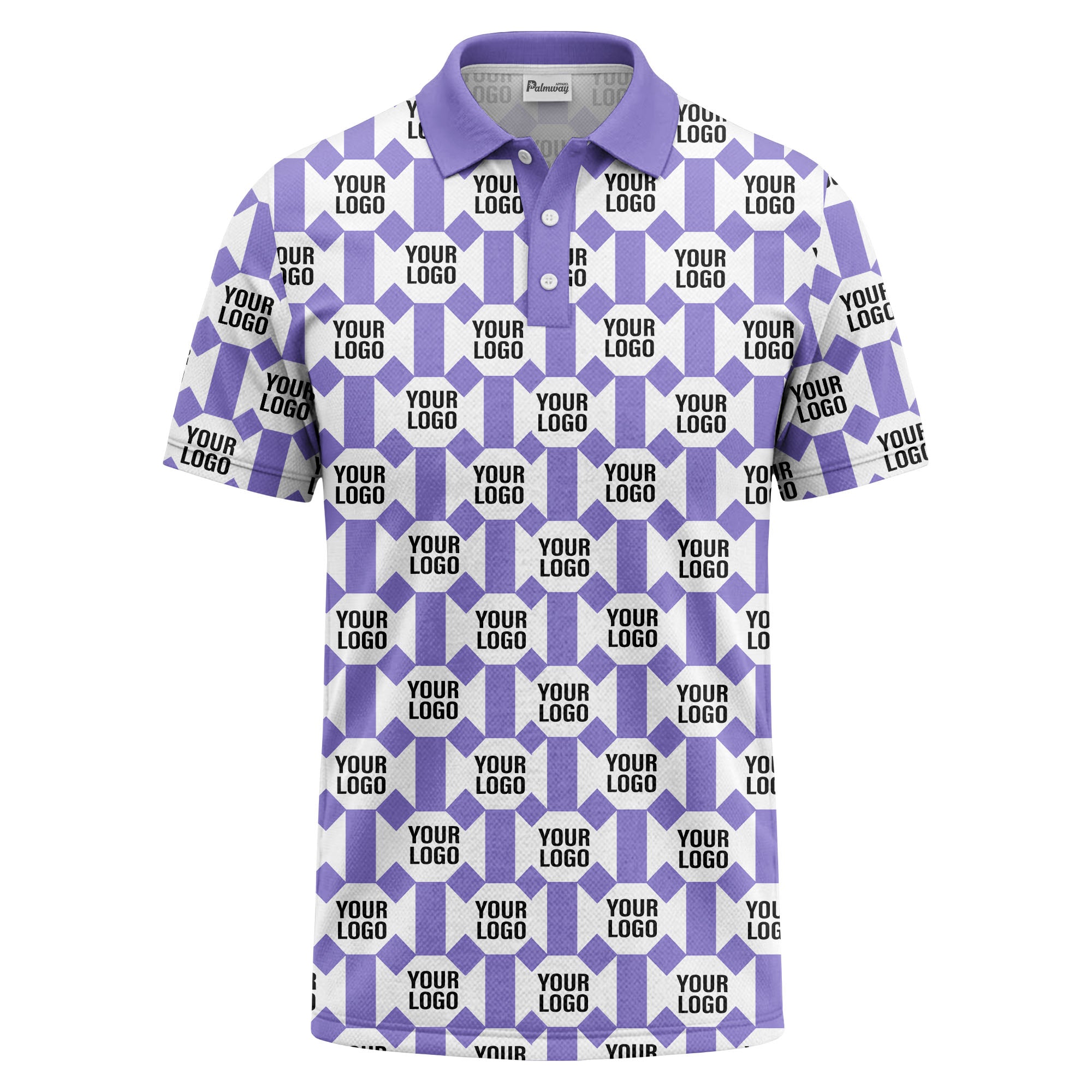 monochrome hexagon repeat custom logo geometric polo shirt for men