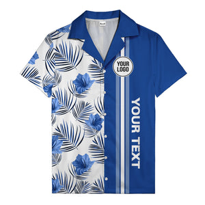 jet black monochrome tropical floral leaves hawaiian shirt for men