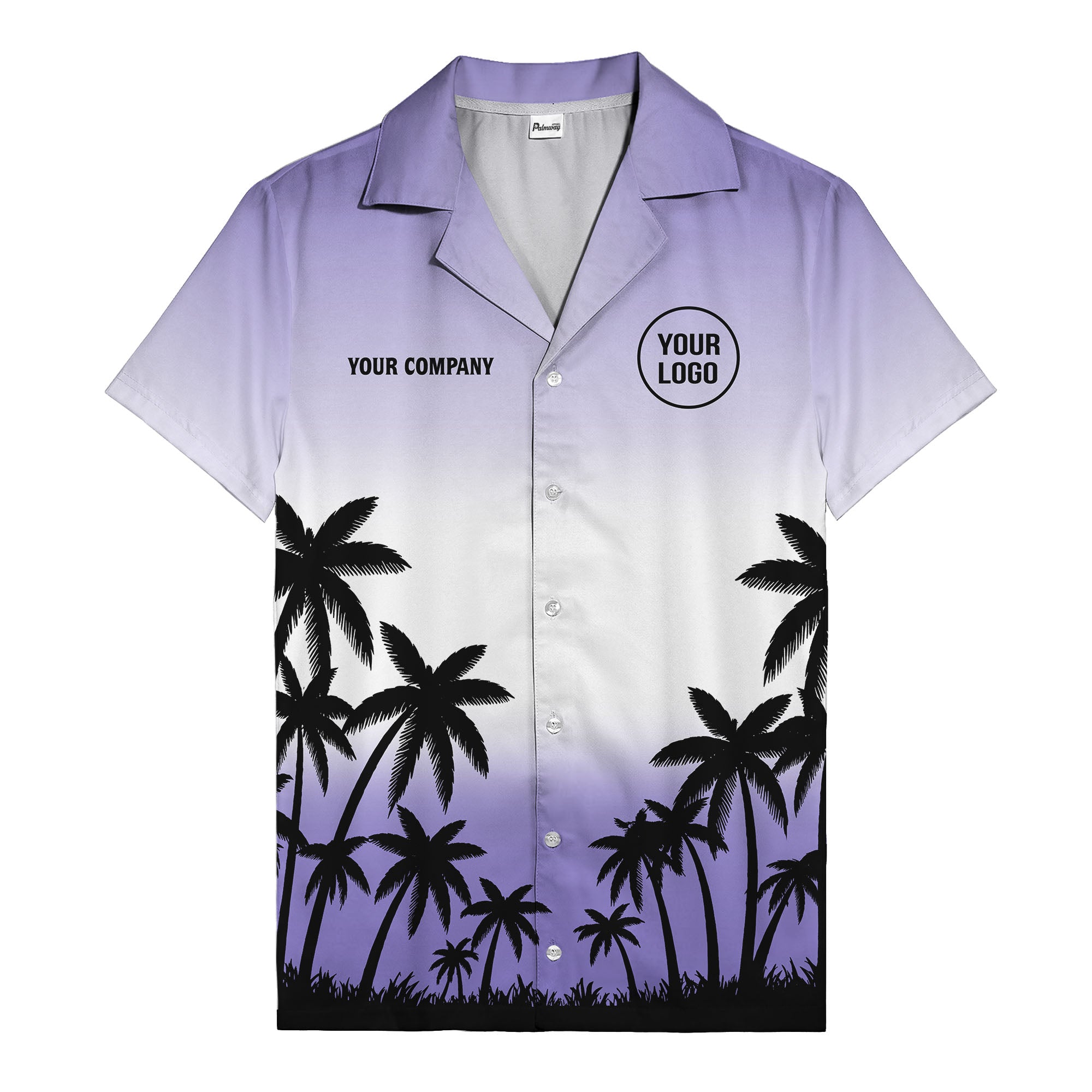 monochrome palm tree gradient silhouette hawaiian shirt for men