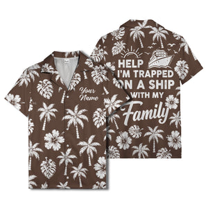monochrome palm trees and hibiscus hawaiian shirt for men