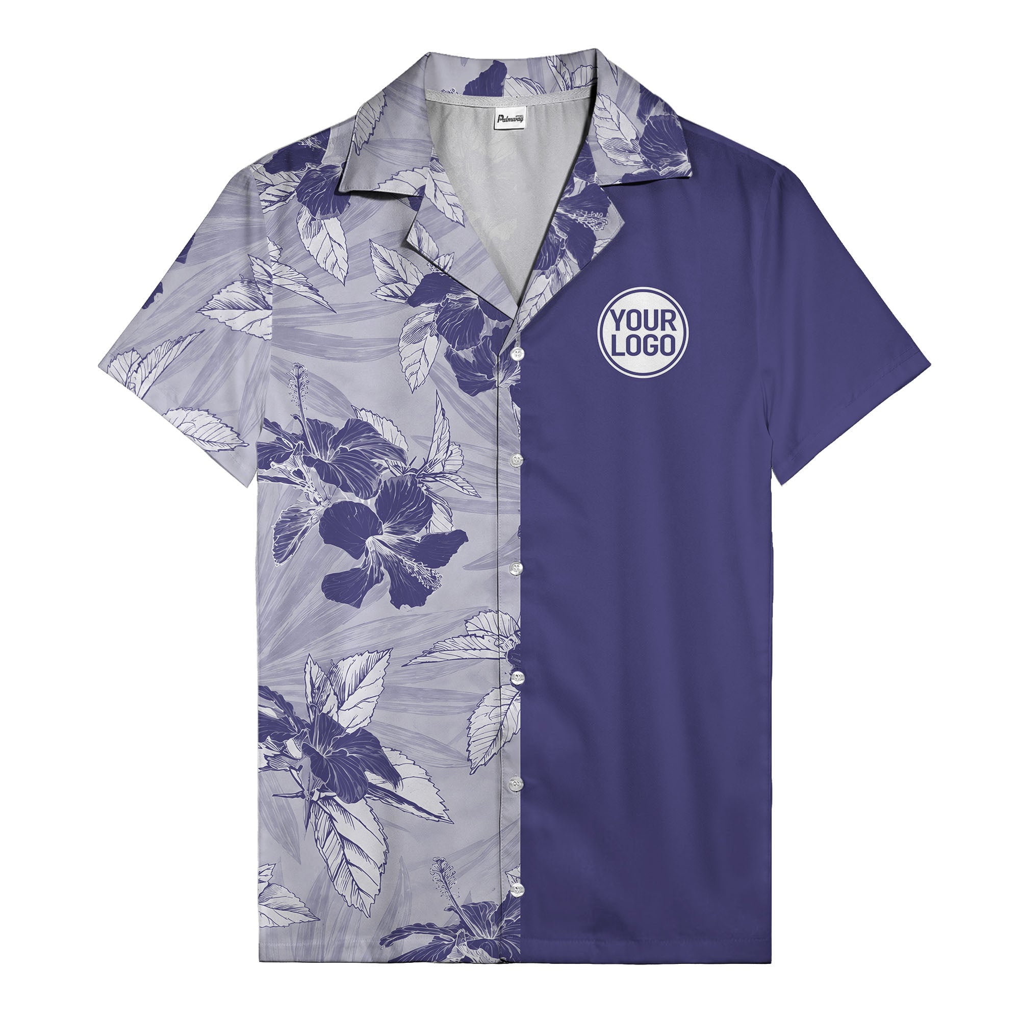 monochrome watercolor hibiscus and leaf repeat hawaiian shirt