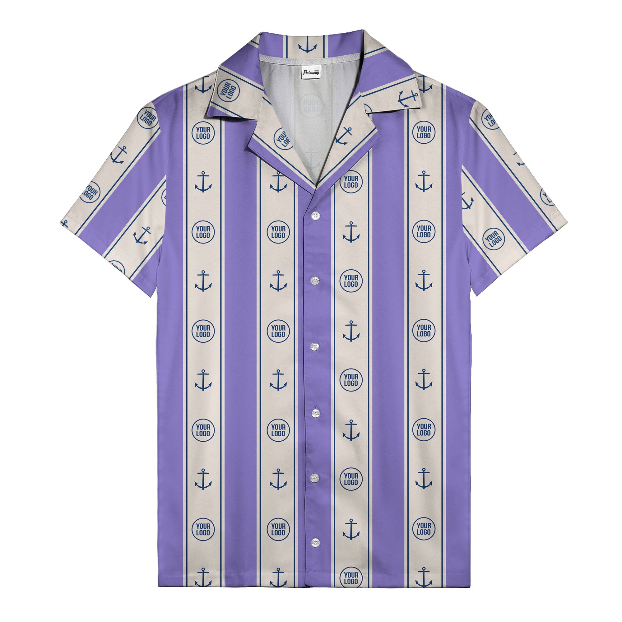 nautical anchors & custom logo repeat hawaiian shirt for men