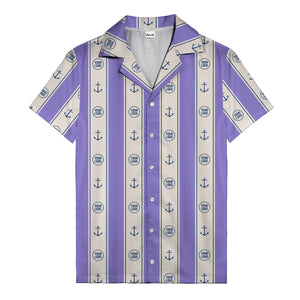 nautical anchors & custom logo repeat hawaiian shirt for men