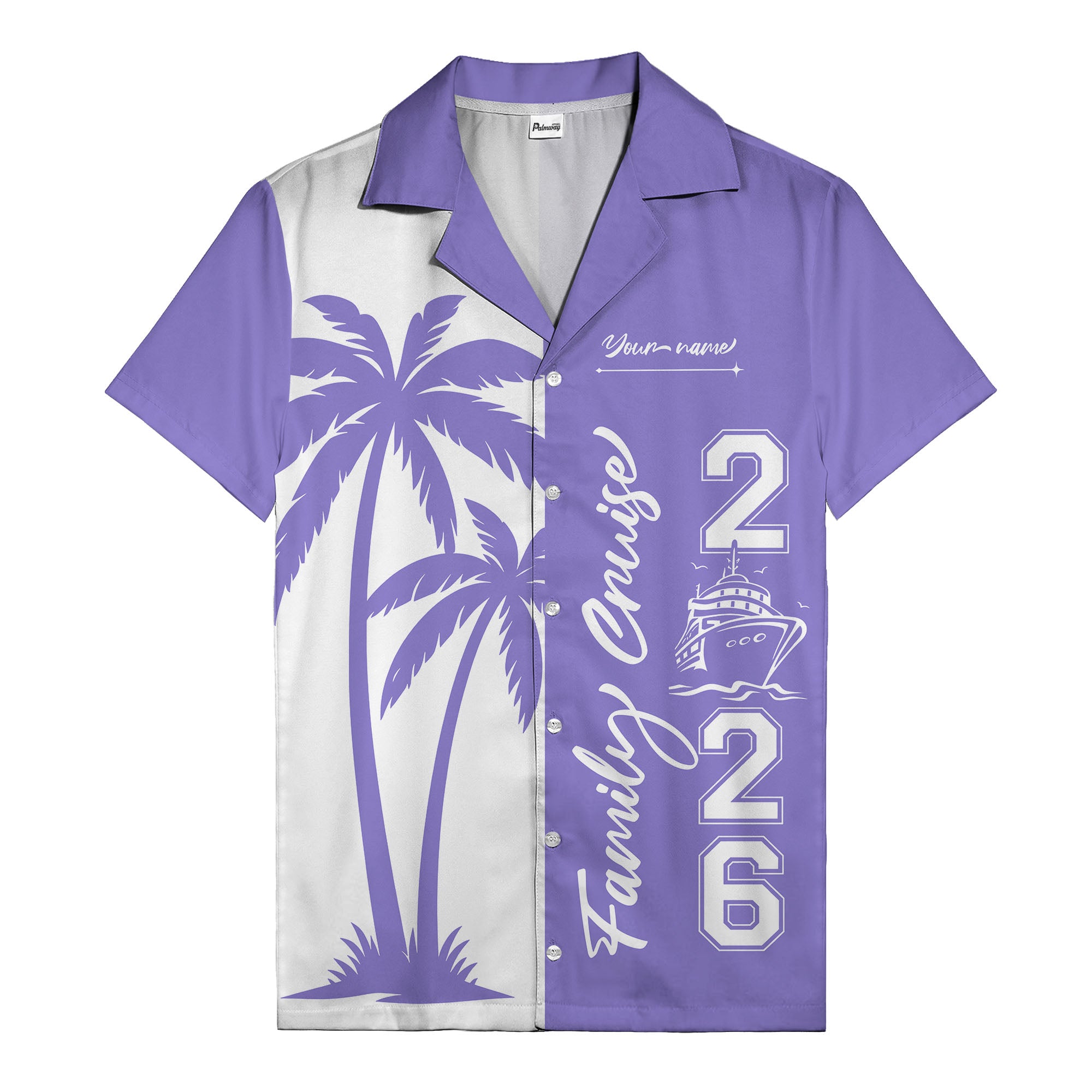 palm tree cruise ship family vacation graphic hawaiian shirt