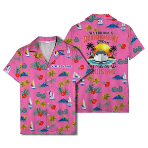 palm trees sailboats hibiscus island paradise hawaiian shirt