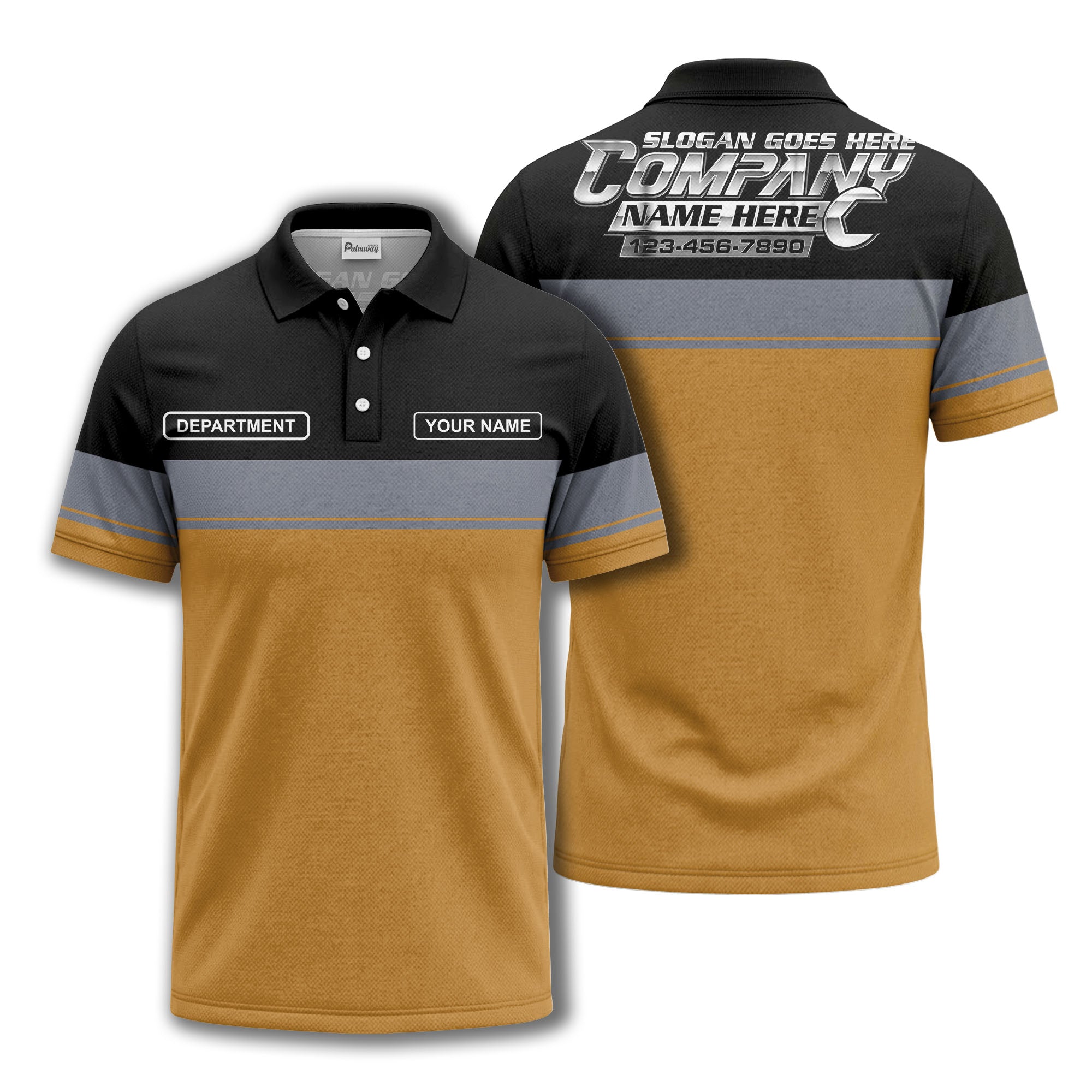 personalized department name gray stripe polo shirt for teams