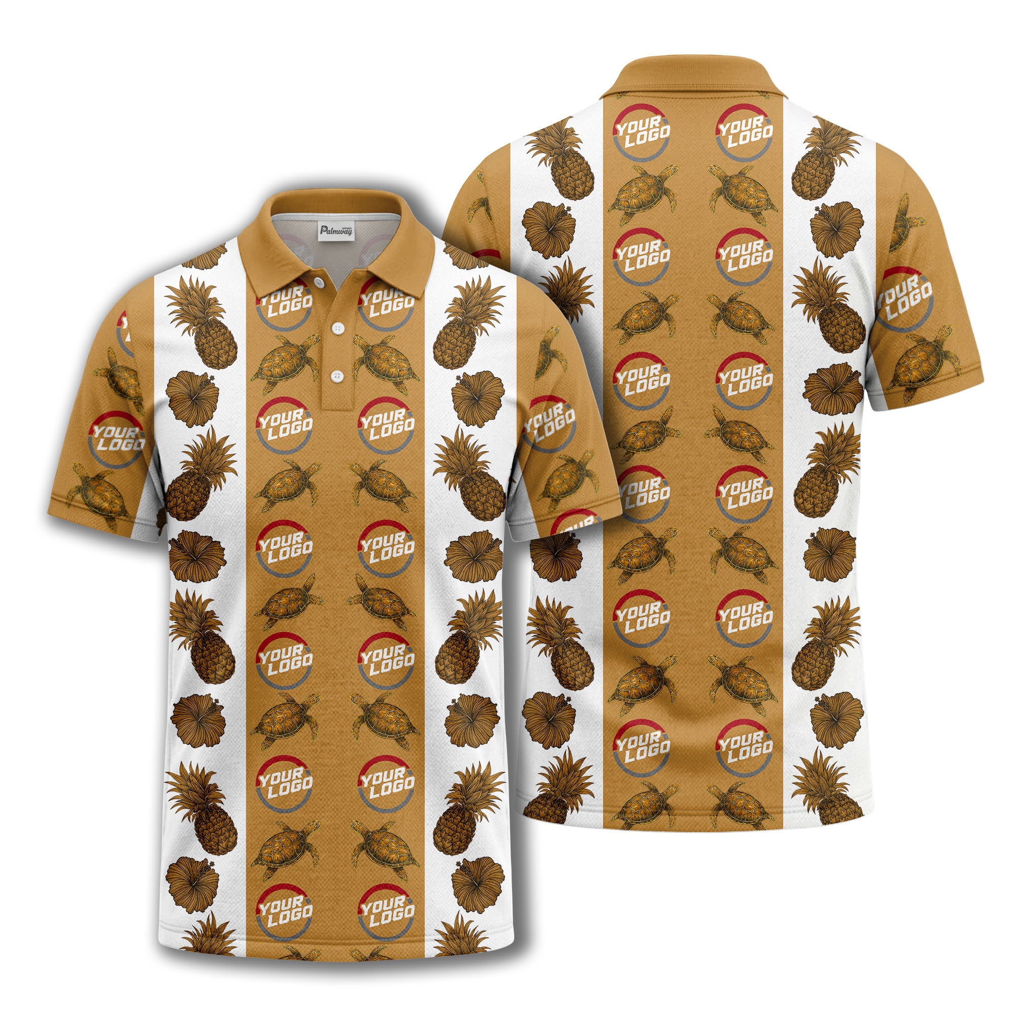 pineapple sea turtle hibiscus custom logo polo shirt
