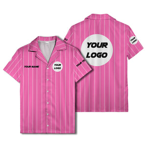 pinstripe baseball jersey hawaiian shirt with custom name & number