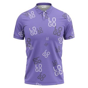pixelated logo text pattern polo shirt | modern digital all-over design